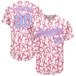 Pink Design Authentic Blau-Rosa Custom Baseball 3D Brustkrebs Muster Jersey
