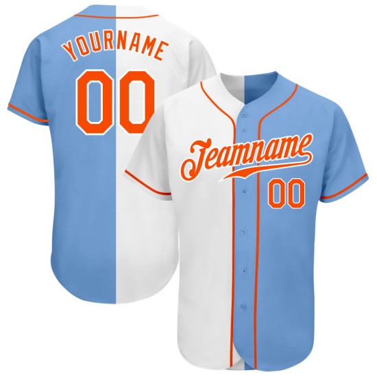 Blau Licht Split Authentische Orange-Weiß Jersey Fashion Baseball Custom Blau Licht Split Authentische Orange-Weiß Jersey Fashion Baseball Custom