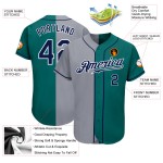 Authentisches, individuell geteiltes Baseball-Trikot, Marineblau-Grau, modisches Blaugrün Authentisches, individuell geteiltes Baseball-Trikot, Marineblau-Grau, modisches Blaugrün