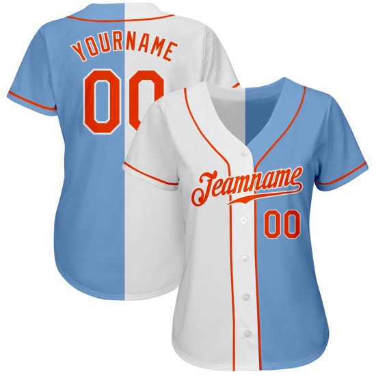 Blau Licht Split Authentische Orange-Weiß Jersey Fashion Baseball Custom Blau Licht Split Authentische Orange-Weiß Jersey Fashion Baseball Custom