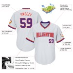 Lila-Orange Rippstrick Custom Authentic Throwback Jersey Baseball Weißes Shirt Lila-Orange Rippstrick Custom Authentic Throwback Jersey Baseball Weißes Shirt