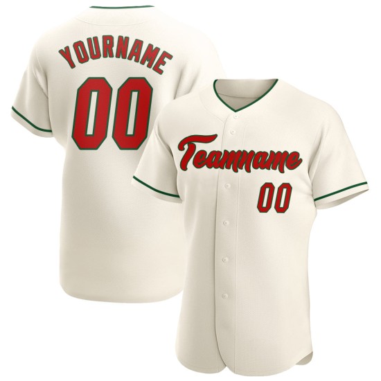 Custom Jersey Authentic Baseball Rot-Grün Creme Custom Jersey Authentic Baseball Rot-Grün Creme