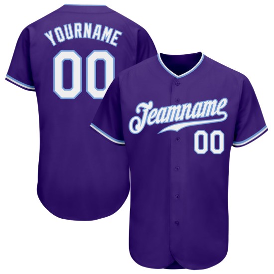 Lila Custom Baseball Weiß-Licht Jersey Authentic Blau Lila Custom Baseball Weiß-Licht Jersey Authentic Blau
