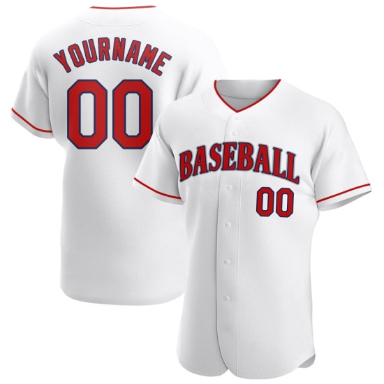 Baseball Custom Rot-Marineblau Weiß Authentic Trikot