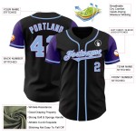 Zwei benutzerdefinierte Baseball Hellblau-Lila Schwarz Authentic Jersey Zwei benutzerdefinierte Baseball Hellblau-Lila Schwarz Authentic Jersey