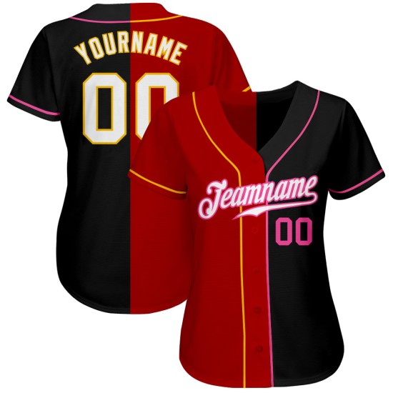 Split Authentic Fashion Custom Baseball Schwarz Trikot Weiß-Rot Split Authentic Fashion Custom Baseball Schwarz Trikot Weiß-Rot