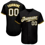 Custom Baseball Weiß-Gold Authentic Jersey Schwarz Custom Baseball Weiß-Gold Authentic Jersey Schwarz