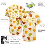 Authentisches Weiß-Gold-Blatt-Baseball-Design Creme Custom Maple Jersey Muster 3D Authentisches Weiß-Gold-Blatt-Baseball-Design Creme Custom Maple Jersey Muster 3D