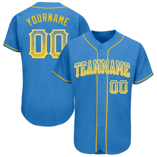 Jersey Gold-Weiß Pulver Authentische Baseball Blau Mode Custom Drift Jersey Gold-Weiß Pulver Authentische Baseball Blau Mode Custom Drift