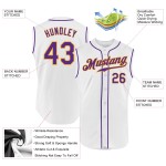 Jersey Baseball Ärmellos Custom Authentic Weiß Lila-Gold Jersey Baseball Ärmellos Custom Authentic Weiß Lila-Gold