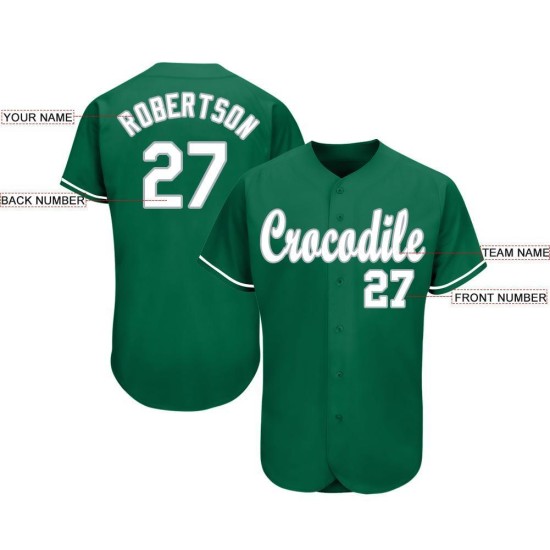 Custom Kelly Baseball Weiß-Grau Trikot Grün Custom Kelly Baseball Weiß-Grau Trikot Grün
