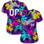 Jersey 3D Graffiti Custom Weiß-Lila Authentische Muster Baseball Jersey 3D Graffiti Custom Weiß-Lila Authentische Muster Baseball