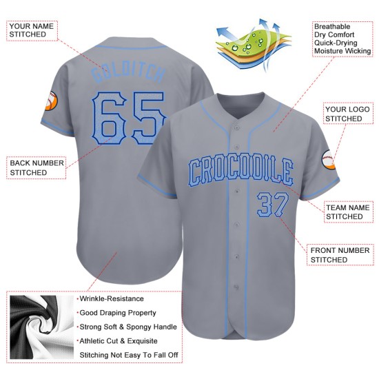 Custom Jersey Authentic Fashion Light Drift Baseball Grau Blau-Royal Custom Jersey Authentic Fashion Light Drift Baseball Grau Blau-Royal