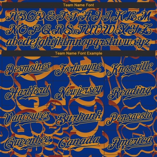 Muster Custom Baseball Authentic 3D Graffiti Trikot Royal-Gold Muster Custom Baseball Authentic 3D Graffiti Trikot Royal-Gold