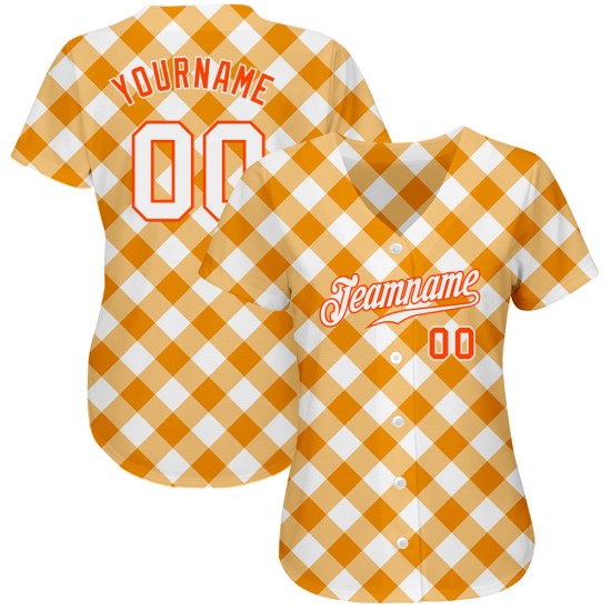 Jersey Design Weiß Baseball Orange Weiß-Orange Muster Authentische Plaid 3D Custom Jersey Design Weiß Baseball Orange Weiß-Orange Muster Authentische Plaid 3D Custom