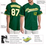 Weiß-Gold Custom Jersey Authentic Green Kelly Baseball Weiß-Gold Custom Jersey Authentic Green Kelly Baseball