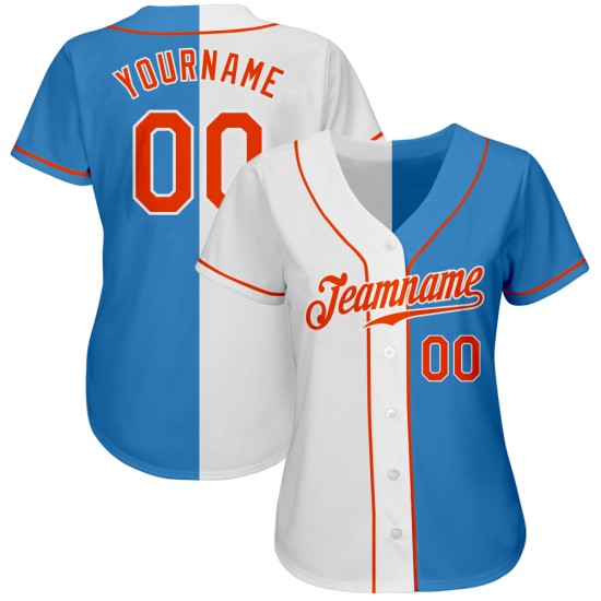 Blau Fashion Jersey Custom Powder Baseball Authentic Orange-Weiß Split Blau Fashion Jersey Custom Powder Baseball Authentic Orange-Weiß Split