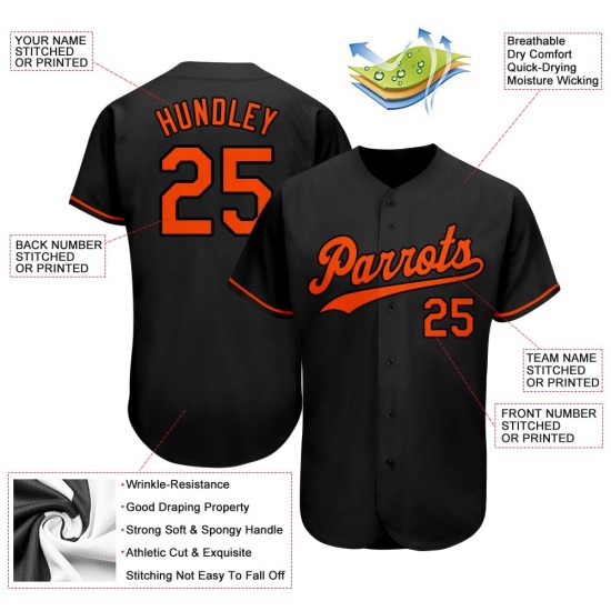 Baseball Custom Jersey Authentic Schwarz Orange Baseball Custom Jersey Authentic Schwarz Orange