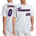 Jersey Royal Pinstripe Authentic Custom Royal-Orange Baseball Weiß Jersey Royal Pinstripe Authentic Custom Royal-Orange Baseball Weiß